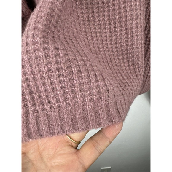 Hollister Mockneck Sweater Women's S Rose Pink Cropped Waffle Weave Thermal - Picture 3 of 11